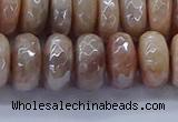 CMS1324 15.5 inches 7*12mm faceted rondelle AB-color moonstone beads