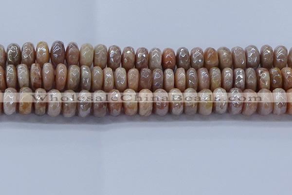 CMS1325 15.5 inches 7*14mm faceted rondelle AB-color moonstone beads