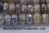 CMS1332 15.5 inches 5*8mm faceted rondelle AB-color grey moonstone beads