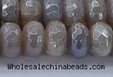 CMS1335 15.5 inches 7*14mm faceted rondelle AB-color grey moonstone beads