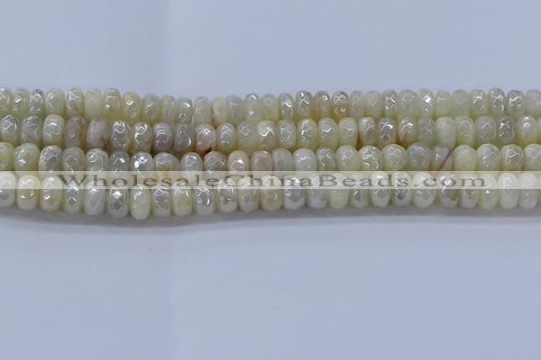 CMS1342 15.5 inches 5*8mm faceted rondelle AB-color white moonstone beads