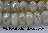 CMS1343 15.5 inches 6*10mm faceted rondelle AB-color white moonstone beads