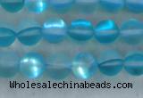 CMS1556 15.5 inches 6mm round matte synthetic moonstone beads