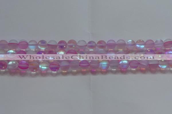 CMS1597 15.5 inches 8mm round matte synthetic moonstone beads