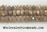 CMS1665 15.5 inches 6*12mm - 8*13mm faceted tyre moonstone beads