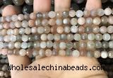 CMS1691 15.5 inches 4mm faceted round rainbow moonstone beads