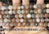 CMS1693 15.5 inches 8mm faceted round rainbow moonstone beads