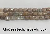 CMS1782 15.5 inches 10*12mm faceted rectangle AB-color moonstone beads