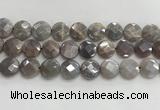 CMS1792 15.5 inches 16mm faceted coin AB-color moonstone beads