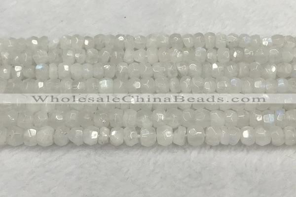 CMS1910 15.5 inches 4.5*6mm faceted rondelle white moonstone beads