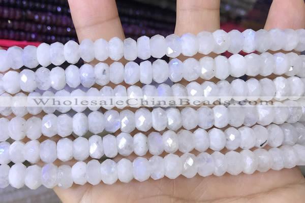 CMS1926 15.5 inches 5*8mm faceted rondelle white moonstone beads