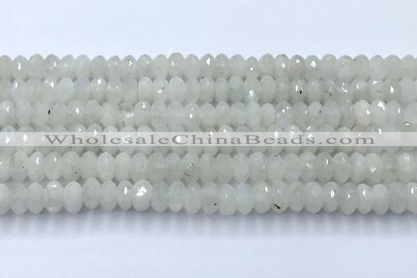 CMS2122 15 inches 6*8mm faceted rondelle white moonstone beads