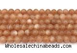 CMS2253 15 inches 10mm round orange moonstone beads wholesale