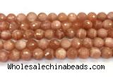 CMS2260 15 inches 10mm faceted round orange moonstone beads