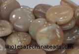 CMS24 15.5 inches 18mm flat round moonstone gemstone beads wholesale