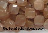 CMS41 15.5 inches 10*10mm faceted diamond moonstone gemstone beads