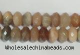 CMS565 15.5 inches 6*10mm faceted rondelle moonstone beads wholesale