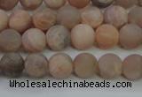 CMS602 15.5 inches 8mm round matte natural moonstone beads