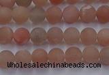 CMS610 15.5 inches 4mm round matte moonstone beads wholesale