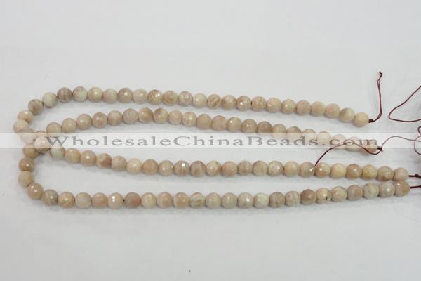 CMS83 15.5 inches 8mm faceted round moonstone gemstone beads