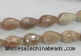 CMS88 15.5 inches 8*12mm faceted teardrop moonstone gemstone beads