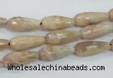 CMS90 15.5 inches 7*18mm faceted teardrop moonstone gemstone beads