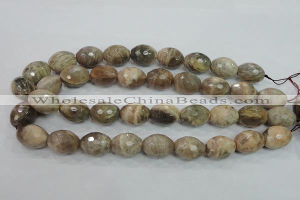 CMS94 15.5 inches 15*20mm faceted rice moonstone gemstone beads