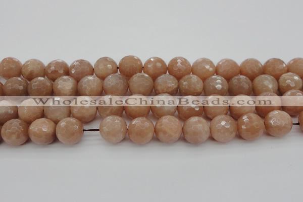 CMS945 15.5 inches 14mm faceted round A grade moonstone gemstone beads