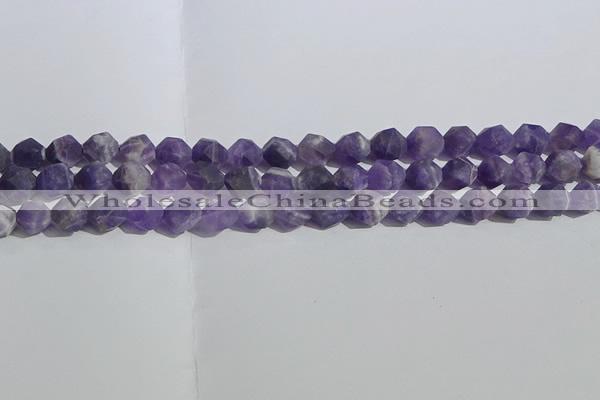 CNA1077 15.5 inches 8mm faceted nuggets matte dogtooth amethyst beads