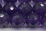 CNA1177 15.5 inches 10mm faceted round natural amethyst beads