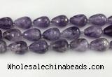 CNA1181 15.5 inches 15*20mm faceted teardrop amethyst beads