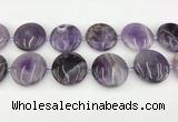 CNA1196 15.5 inches 40mm flat round amethyst beads wholesale