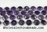 CNA1200 15.5 inches 16mm faceted coin amethyst beads wholesale