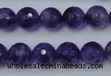 CNA254 15.5 inches 12mm faceted round natural amethyst beads