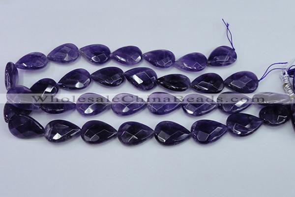 CNA264 15.5 inches 18*25mm faceted flat teardrop natural amethyst beads