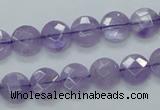 CNA321 15.5 inches 10mm faceted coin natural lavender amethyst beads