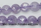 CNA322 15.5 inches 12mm faceted coin natural lavender amethyst beads