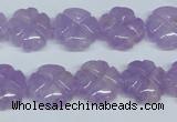 CNA435 15.5 inches 15mm carved flower natural lavender amethyst beads