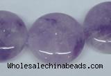 CNA438 15.5 inches 25mm flat round natural lavender amethyst beads