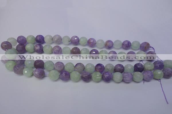 CNA664 15 inches 12mm faceted round lavender amethyst & prehnite beads