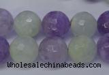 CNA665 15 inches 14mm faceted round lavender amethyst & prehnite beads