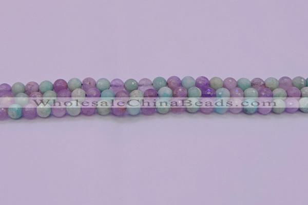 CNA681 15.5 inches 6mm faceted round lavender amethyst & amazonite beads