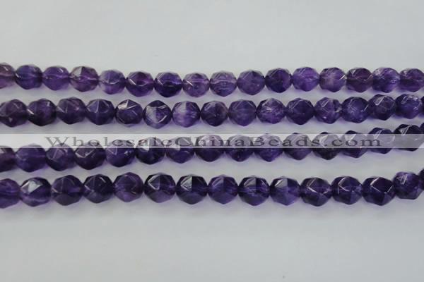 CNA70 15.5 inches 10mm faceted round natural amethyst beads