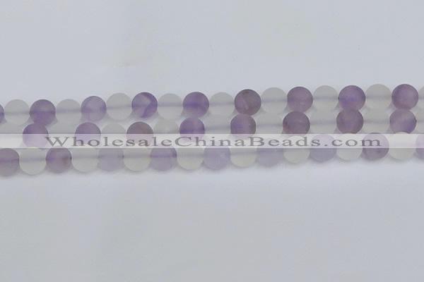 CNA738 15.5 inches 10mm round matte amethyst & white crystal beads