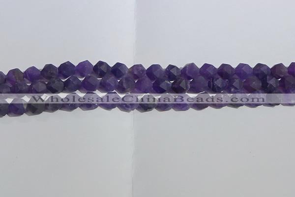 CNA767 15.5 inches 8mm faceted nuggets matte amethyst beads