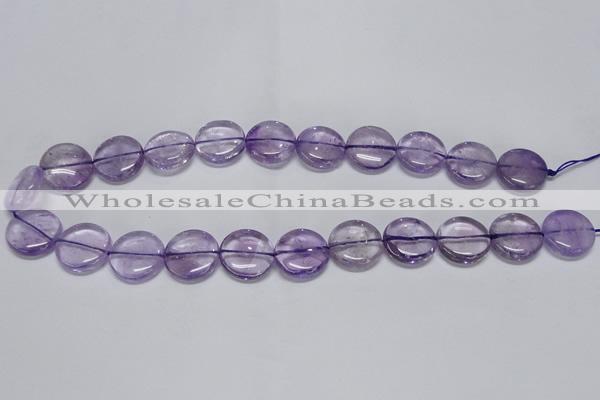 CNA820 15.5 inches 10mm flat round natural light amethyst beads