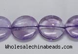 CNA824 15.5 inches 18mm flat round natural light amethyst beads