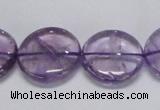 CNA825 15.5 inches 20mm flat round natural light amethyst beads