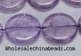 CNA826 15.5 inches 25mm flat round natural light amethyst beads