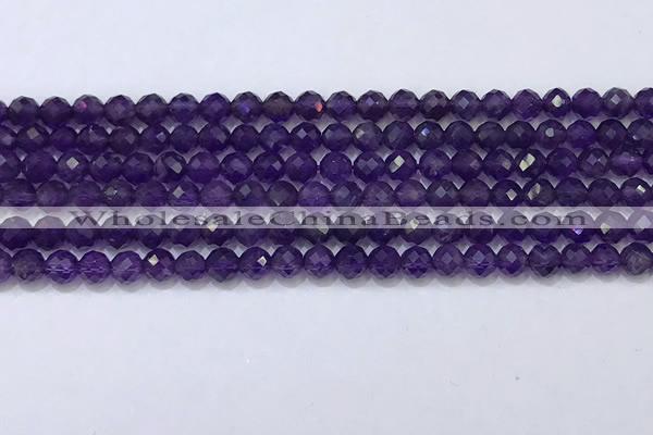 CNA990 15.5 inches 4mmm faceted round amethyst beads wholesale